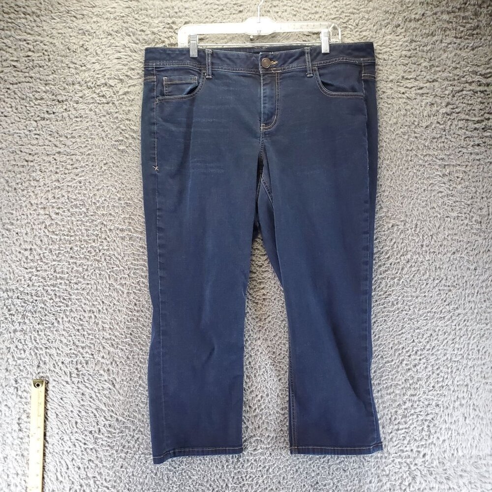 Lane Bryant Jeans Womens Size 18 Blue Genius Fit Crop Stretch Cotton Blend Denim